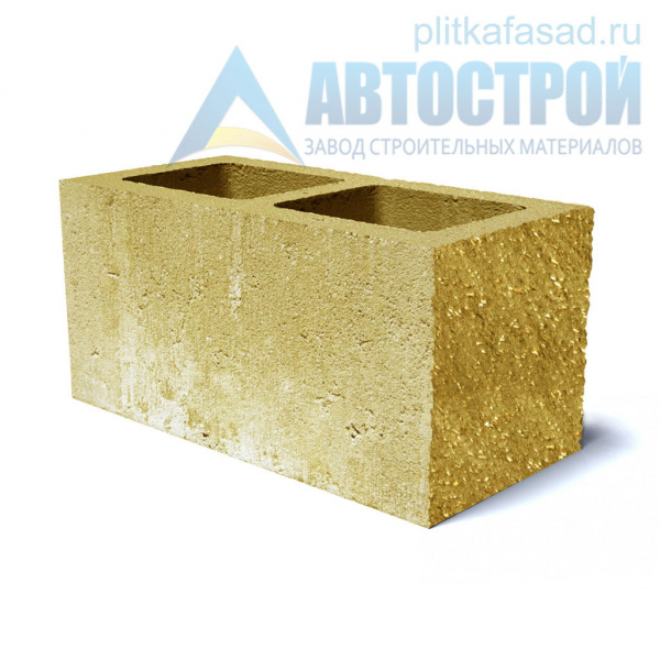 Блок облицовочный фасадный угловой двухпустотный 190х188х390 мм желтый А-Строй в Пушкино по низкой цене