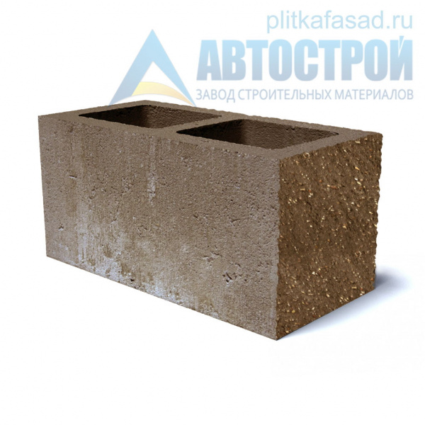 Блок облицовочный фасадный угловой двухпустотный 190х188х390 мм коричневый А-Строй в Пушкино по низкой цене