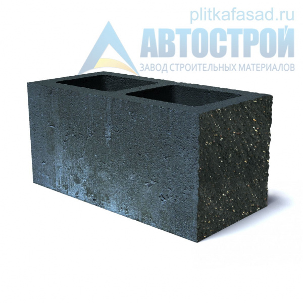 Блок облицовочный фасадный угловой двухпустотный 190х188х390 мм черный А-Строй в Пушкино по низкой цене